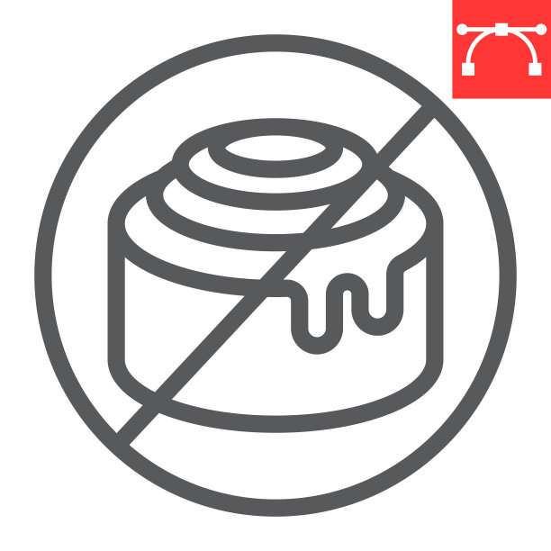 无糖线性图标，食品和酮饮食，肉桂面包符号矢量图形，可编辑描边线性图标，EPS 10图片下载