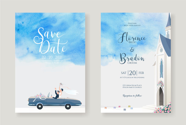 婚礼贺卡邀请保存日期模板图片下载