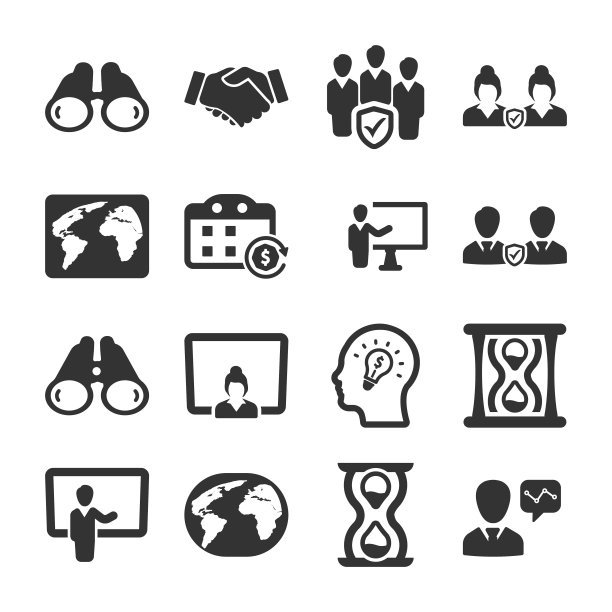 商业和管理黑色图标集01图片下载