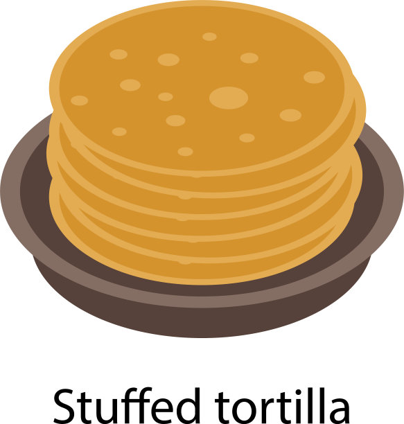 填充玉米饼图标等距风格图片下载