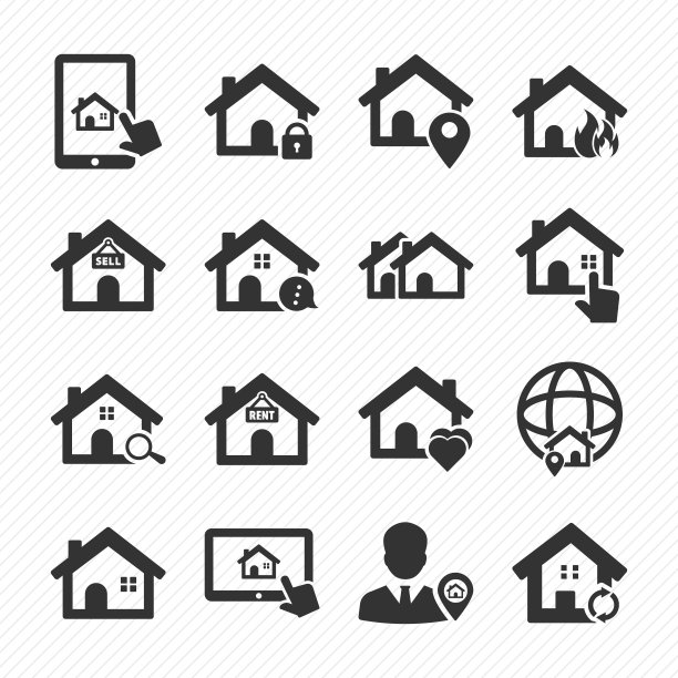 房地产黑色图标集02。购买和销售房屋图标图片下载