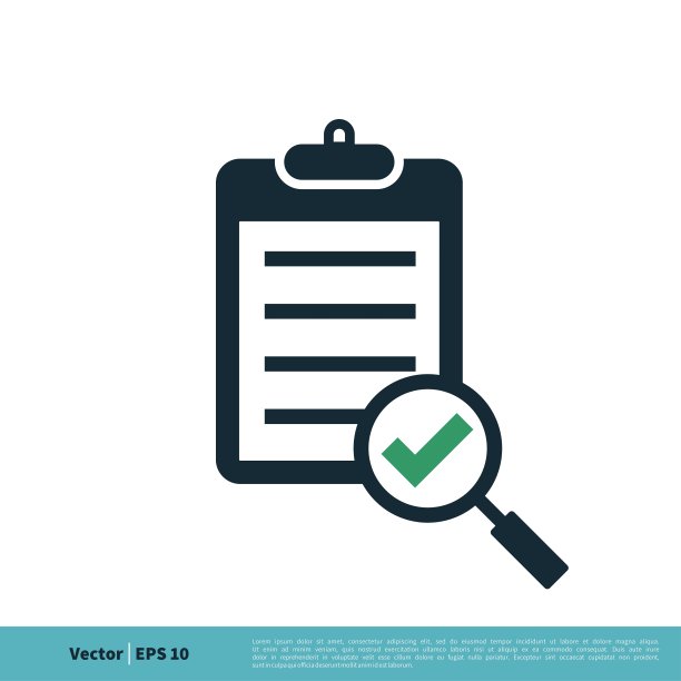 剪贴板纸放大镜图标矢量标志模板插图设计。向量EPS 10。图片下载