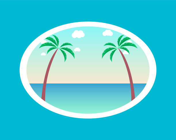 夏日天堂海报与棕榈树的背景图片下载