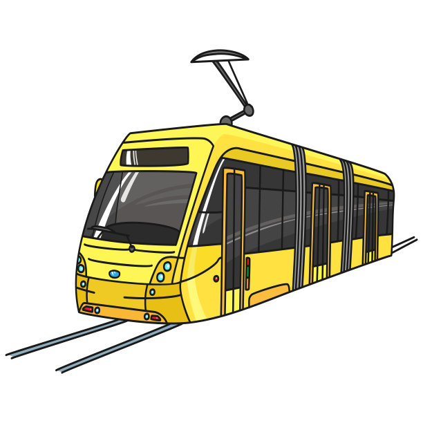 现代化的黄色城市有轨电车图片下载