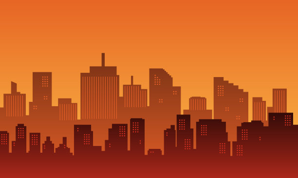 城市现代建筑在下午与日落图片下载