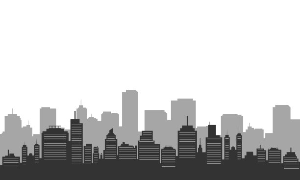 清晨剪影城市建筑图片下载