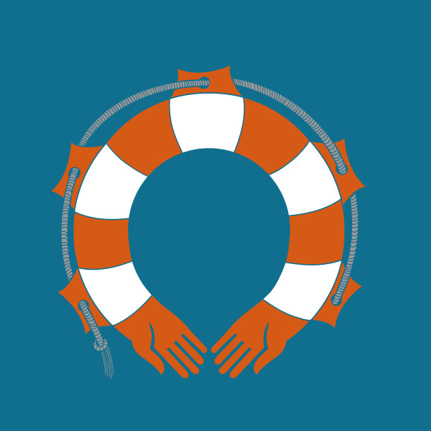 手持蓝色背景救生圈，海上救生圈水上安全图片下载