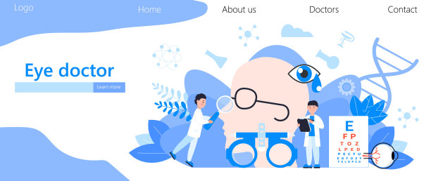 眼科医生概念向量。青光眼治疗概念载体。眼科医生以小人为特征进行视力检查。它可以用于网站，登陆页。图片下载