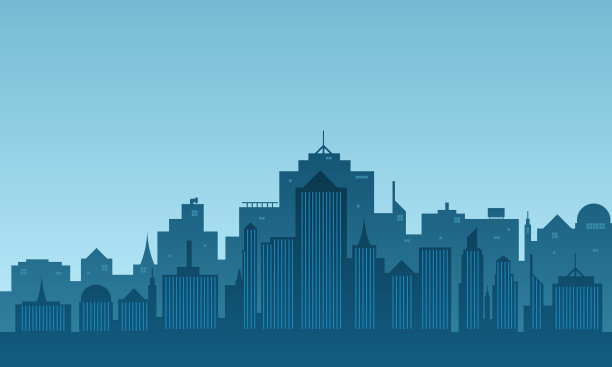 有许多高楼大厦的城市轮廓图片下载