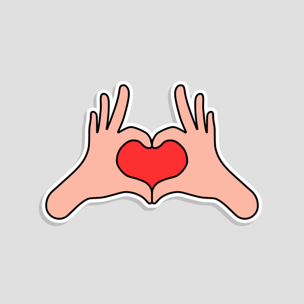 像手一样的线性贴纸使心图片下载