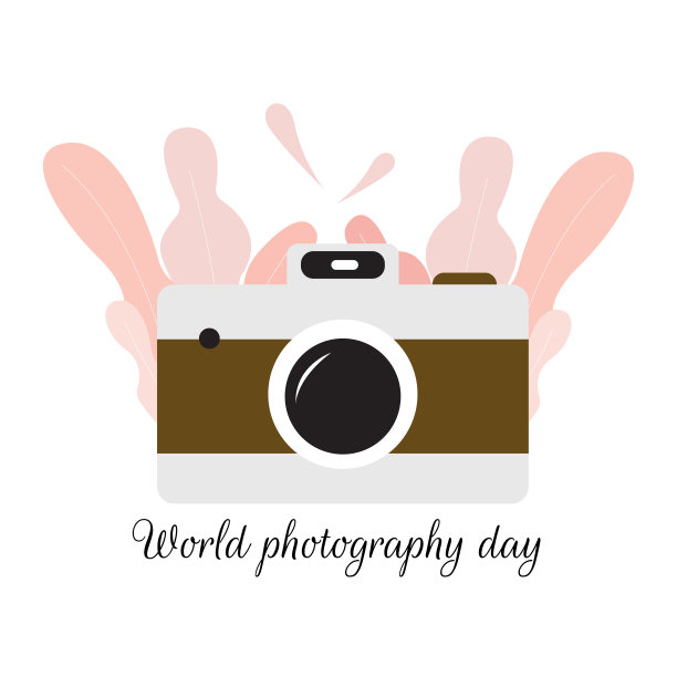 8月19日世界摄影日相机插图与粉红色的叶子图片下载