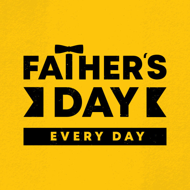 父亲节快乐矢量插图。庆典横幅广场设计。横幅问候复古风格用文字，天天父亲节。黄色和黑色。图片下载