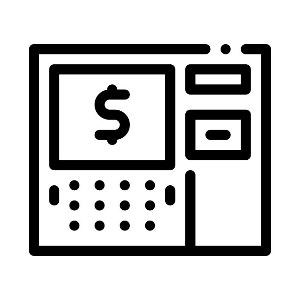 ATM机显示图标矢量轮廓插图图片下载
