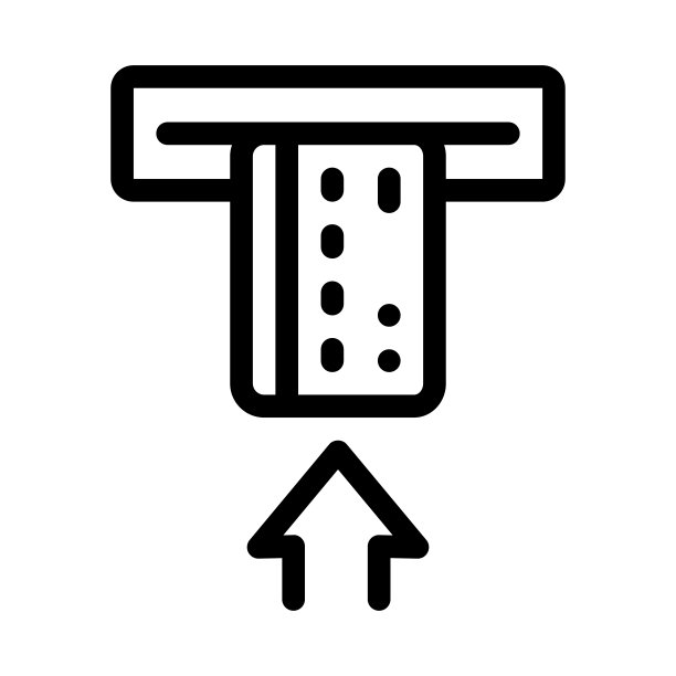 银行终端图标矢量轮廓插图中的卡片插入图片下载