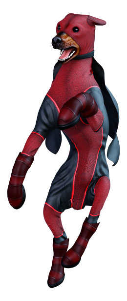 3D插图超级英雄狗在白色图片下载