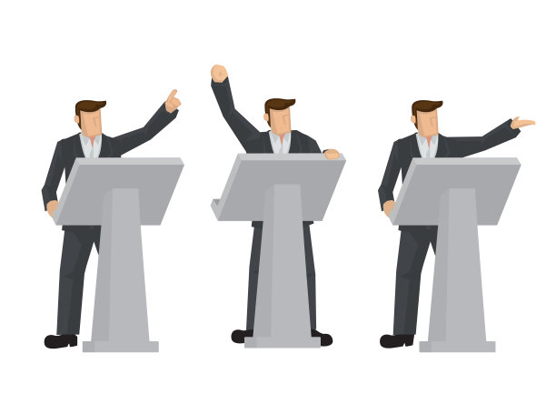 一组进行公开演讲的商人。图片下载