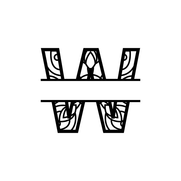 初始w分裂字母曼荼罗向量设计模板插图图片下载