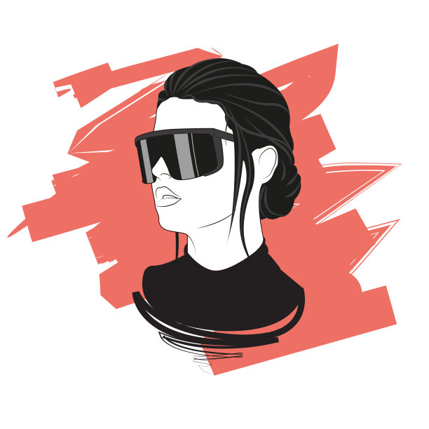 网络女性插图与太阳镜在珊瑚图片下载