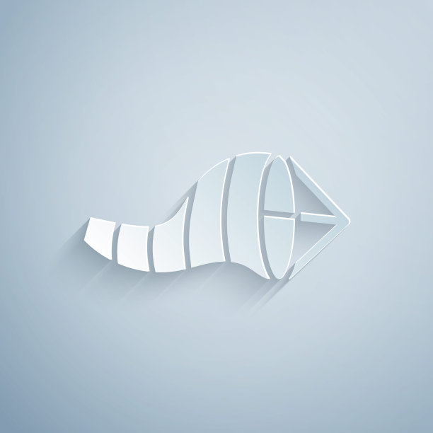 剪纸锥气象风向标志风向标孤立在灰色背景。风向标指示风向和风力。纸艺术风格。矢量图图片下载