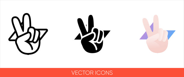 和平手势与手指在闪电或三角形图标的背景上。孤立向量符号符号图片下载