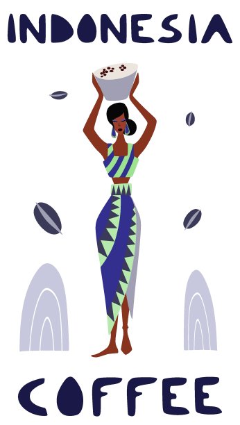 矢量插图的妇女采摘者正在从树枝上收获咖啡。图片下载