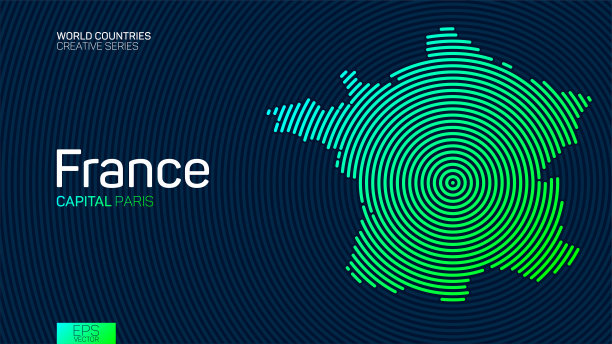 带圈线的法国抽象地图图片下载