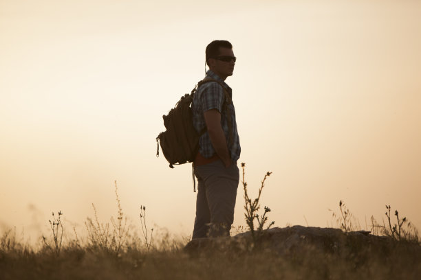 日落时的侧影图片下载