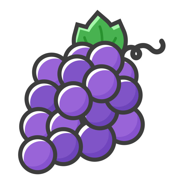 水果图标。矢量葡萄平坦的风格，看起来简单。图片下载