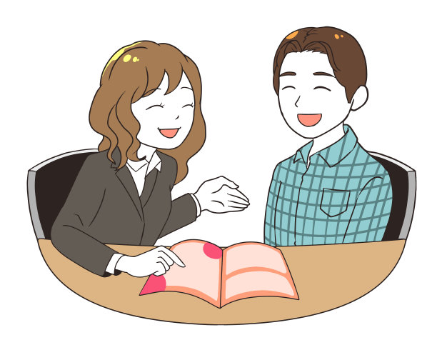 严肃的女职员与客户大笑图片下载