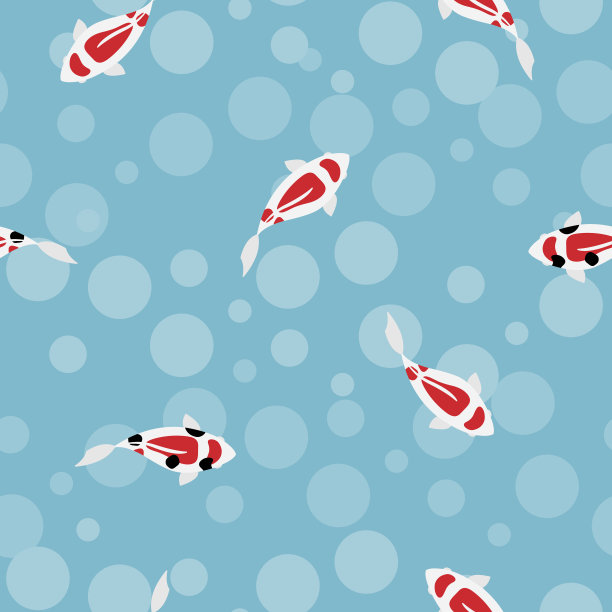 彩鲤无缝花纹图片下载