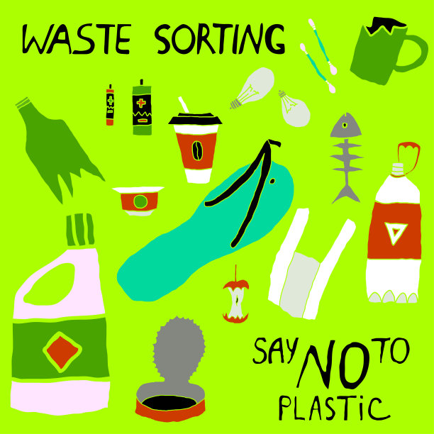 彩色收集套手绘废物。群垃圾。图片下载