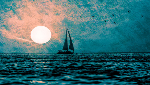 晚上帆船旅行图片下载