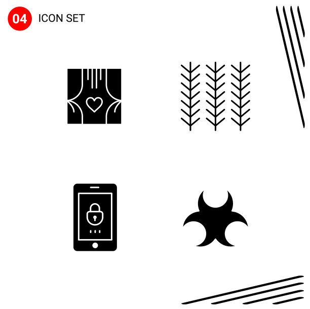 在固体样式像素中收集4个图标图片下载