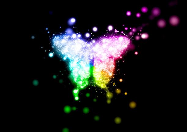 抽象蝴蝶在彩虹的颜色闪烁图片下载