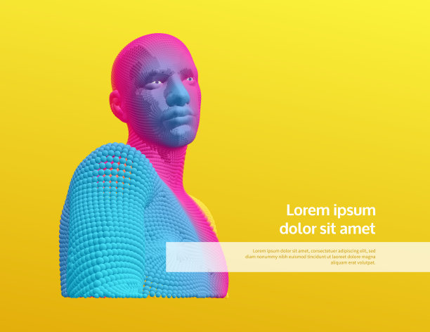 商务活动邀请模板。抽象数字人头。人工智能的概念。3D矢量插图课程，研讨会，网络研讨会或讲座。图片下载