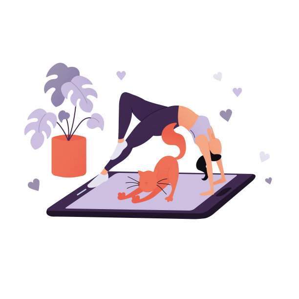 年轻女孩做普拉提在家矢量插图图片下载