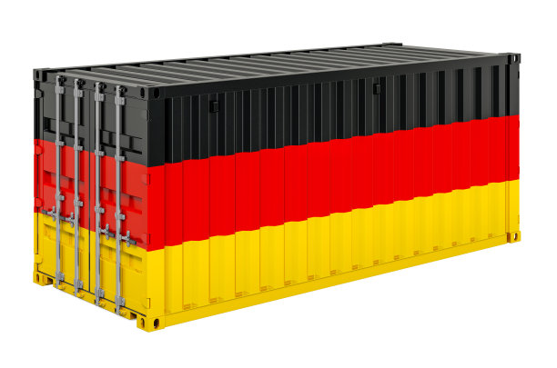 德国国旗集装箱，3D渲染隔离在白色背景图片下载