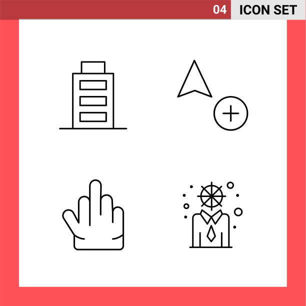 4图标包线样式轮廓符号上的白色图片下载