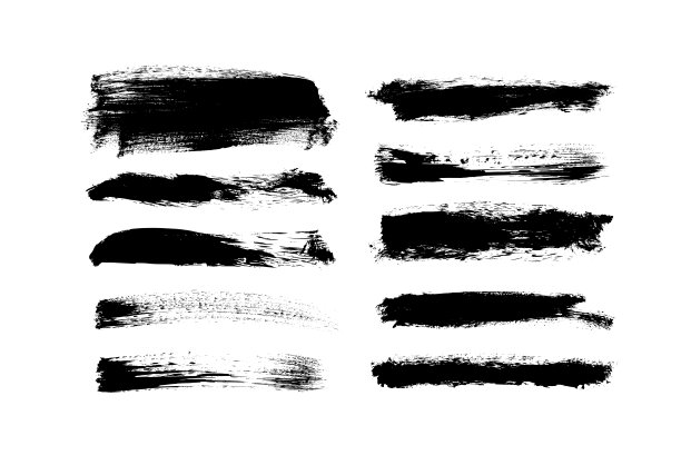 向量脏油漆笔触收集。书法直涂污、邮票、线条。图片下载