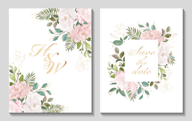 婚礼请帖用花，水彩画，孤立上白。图片下载