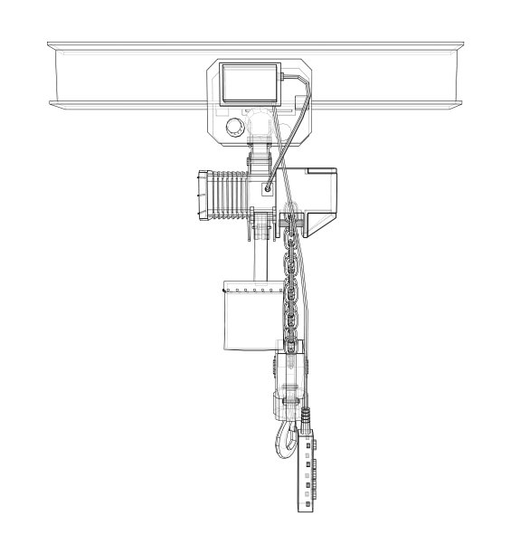 绞车或起重机概念大纲。向量图片下载