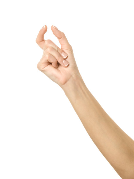 女人的手与法国美甲手势孤立在白色背景图片下载