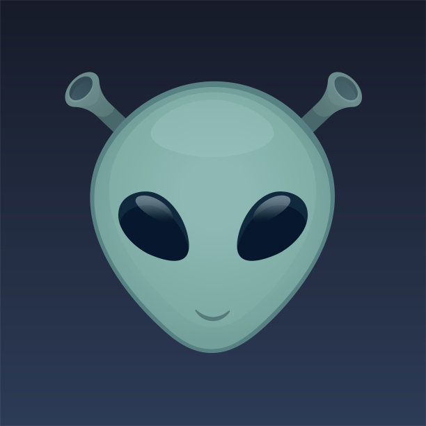 绿色微笑的外星人的脸。图片下载