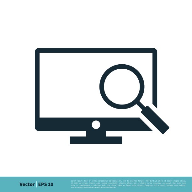 屏幕和放大镜图标矢量标志模板插图设计。向量EPS 10。图片下载