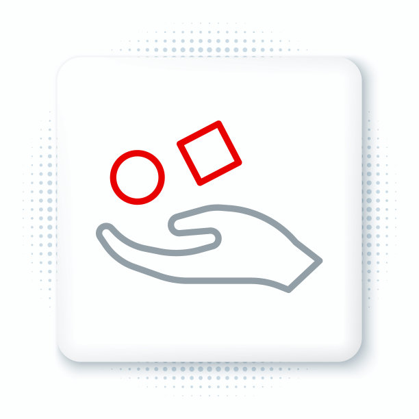 直线立方体悬浮在白色背景上孤立的手图标。悬浮的象征。色彩斑斓的轮廓的概念。向量图片下载