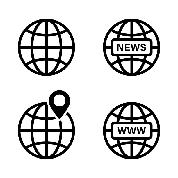 地球图标矢量素材：互联网全球资讯图片下载