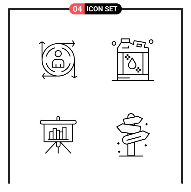 为网页和移动设置4个线条样式图标图片下载