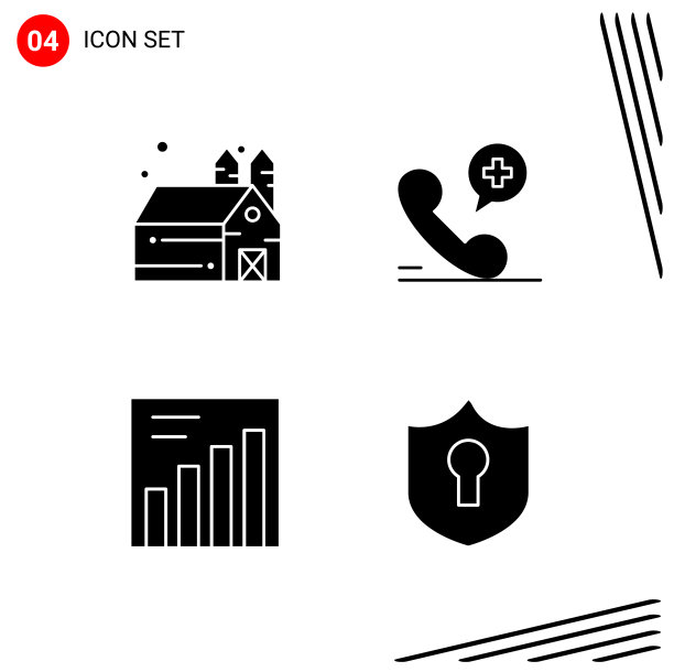 在固体样式像素中收集4个图标图片下载