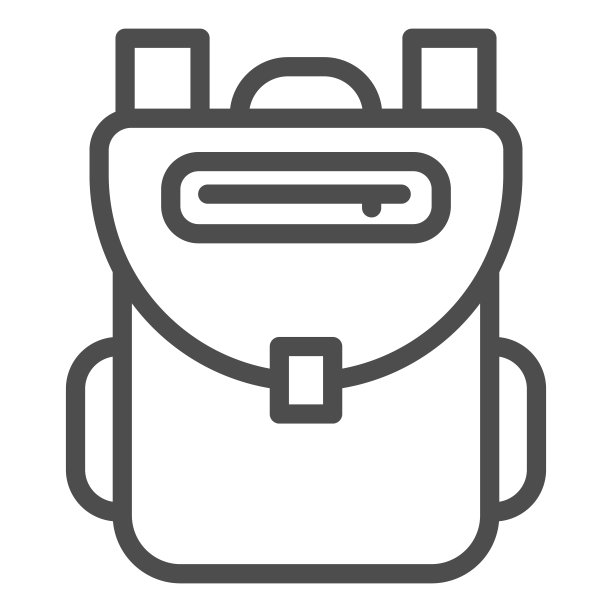 背包线图标，回到学校的概念，白色背景上的书包标志，背包图标在轮廓风格的移动概念和网页设计。矢量图形。图片下载