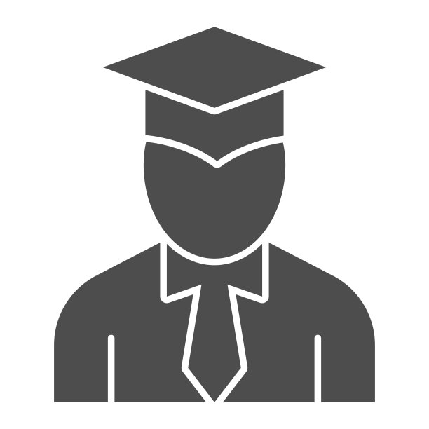 学生固体图标，回到学校的概念，毕业学生签名在白色背景，人在毕业帽图标在象形风格的移动概念和网页设计。矢量图形。图片下载